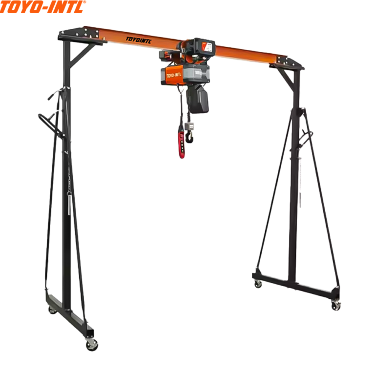 TOYO-INTL gantry crane. Portable overhead crane system for material lifting.